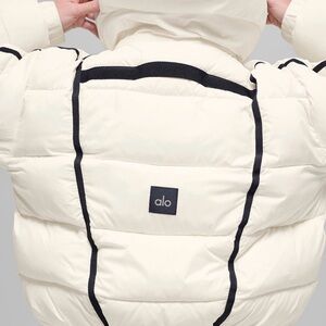 ALO Yoga White Puffer Jacket with Black Accents